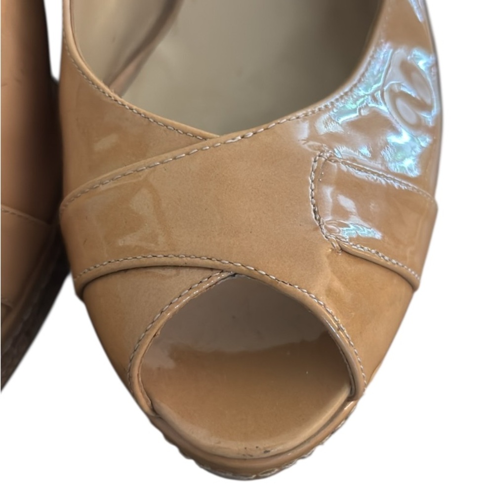 Stuart Weitzman Patent Leather Excise Slingback Wedge Sandals - Picture 7 of 13